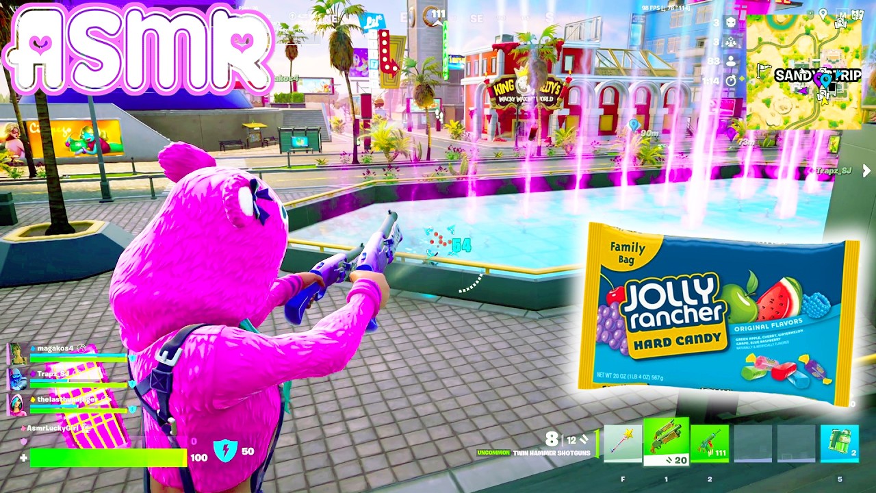 ASMR Gaming 🍀 Fortnite Eating Jolly Ranchers Hard Candy +  Relaxing Controller Sounds Whispering 🎧