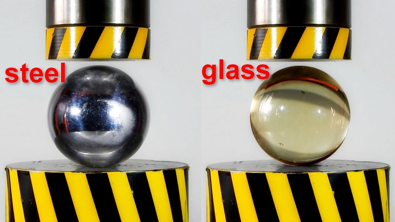 HYDRAULIC PRESS VS STEEL AND GLASS BALL