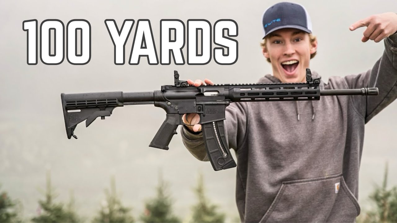 SMITH & WESSON M&P 15-22 at 100 YARDS!! ( Open Sight Challenge)