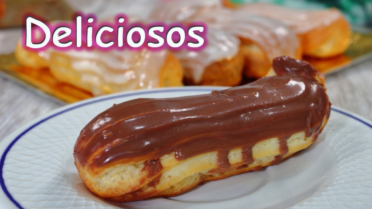 ECLAIRS o PETISUS. Pastelitos de crema pastelera con chocolate