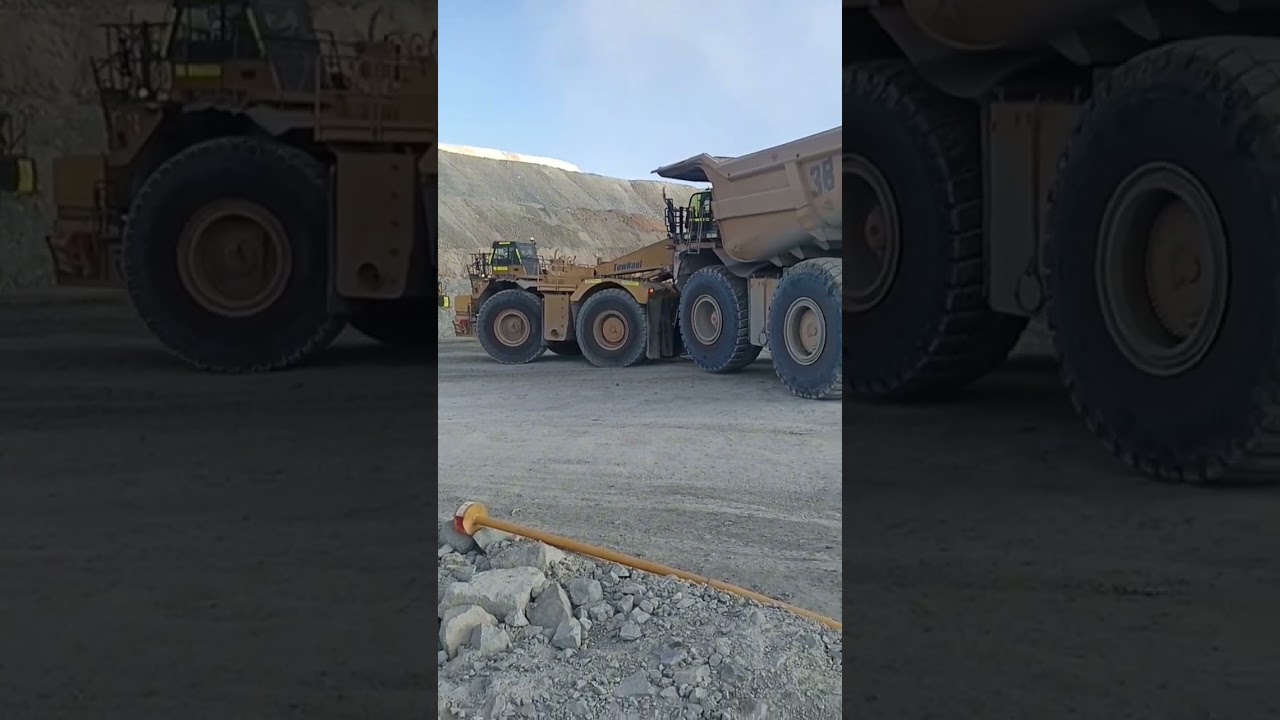 Towing a Cat 797F dump truck #dumptruck #towing