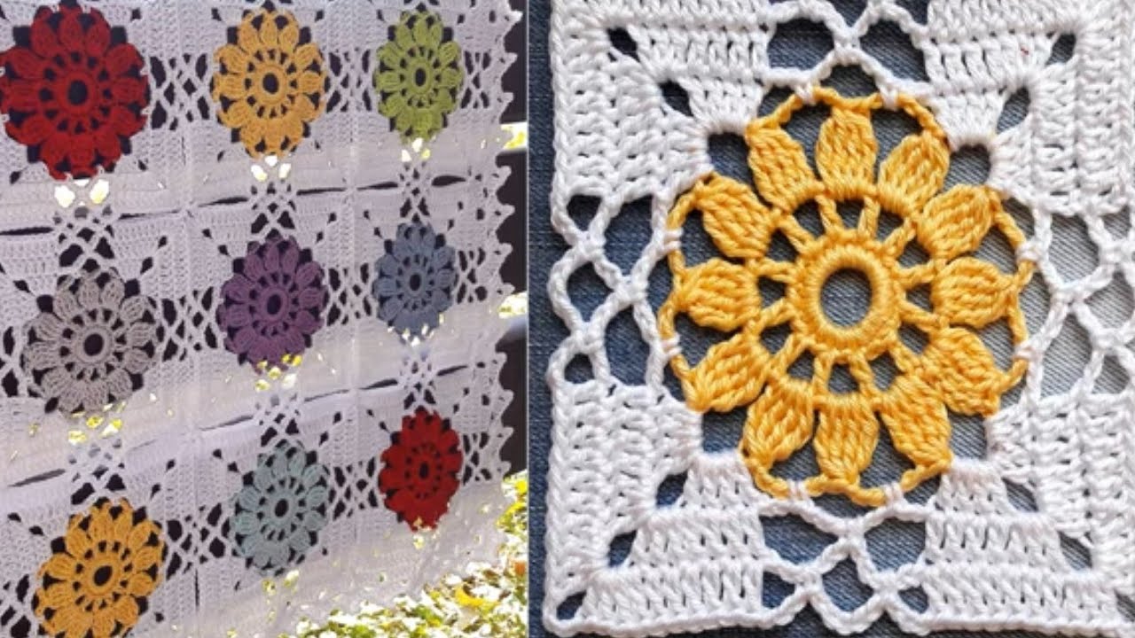 CROCHET EASY Crochet Granny Square Motif #3 How to join Motifs كروشيه طريقة تشبيك مربع جرانى