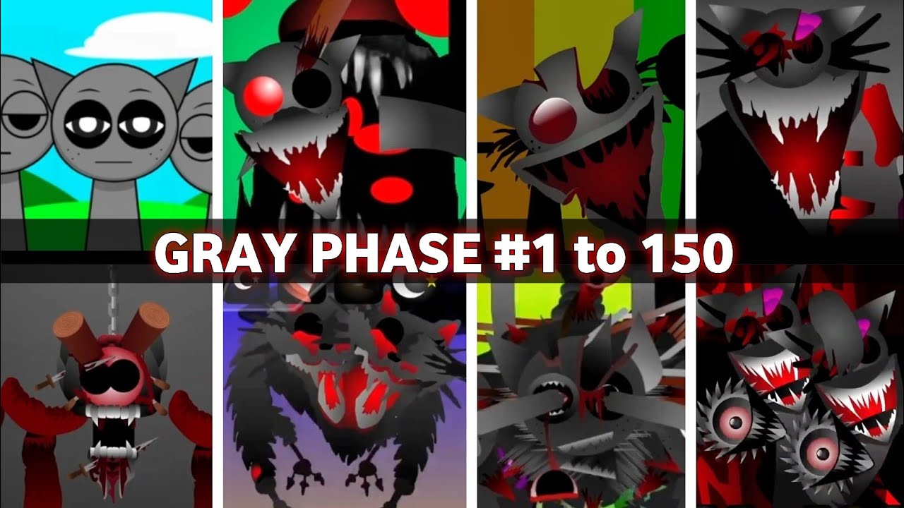 Incredibox - Sprunki phase 1 to 150 GRAY in ALL Different Mods 