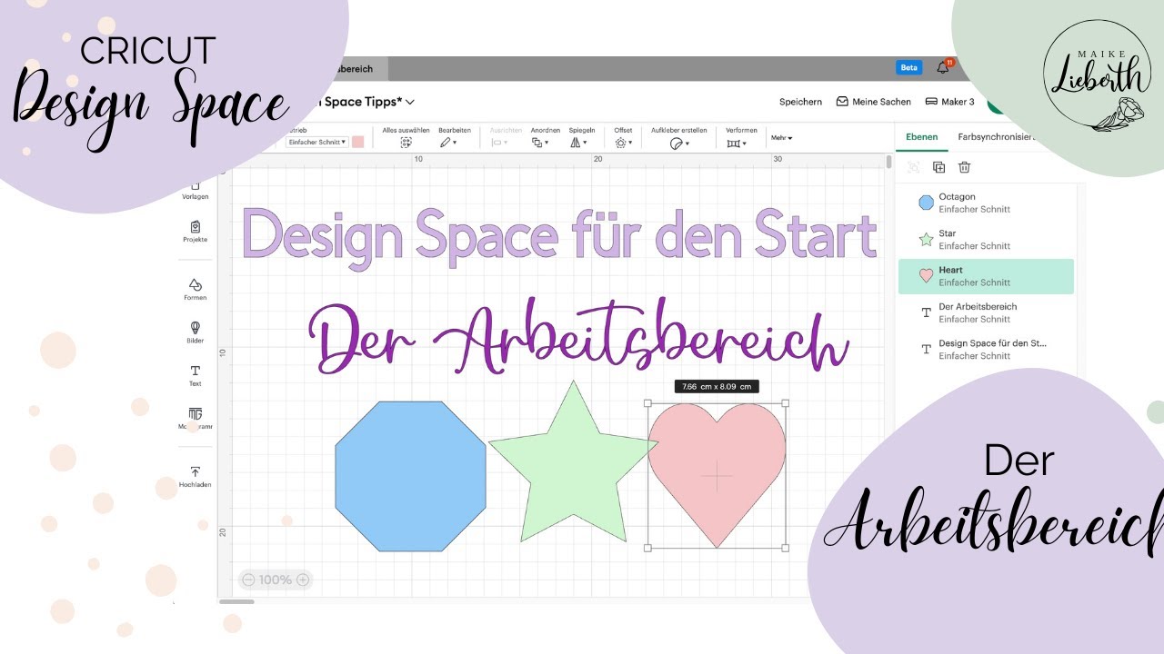 Start mit Cricut Design Space leicht gemacht - Der Arbeitsbereich Schritt für Schritt für Anfänger