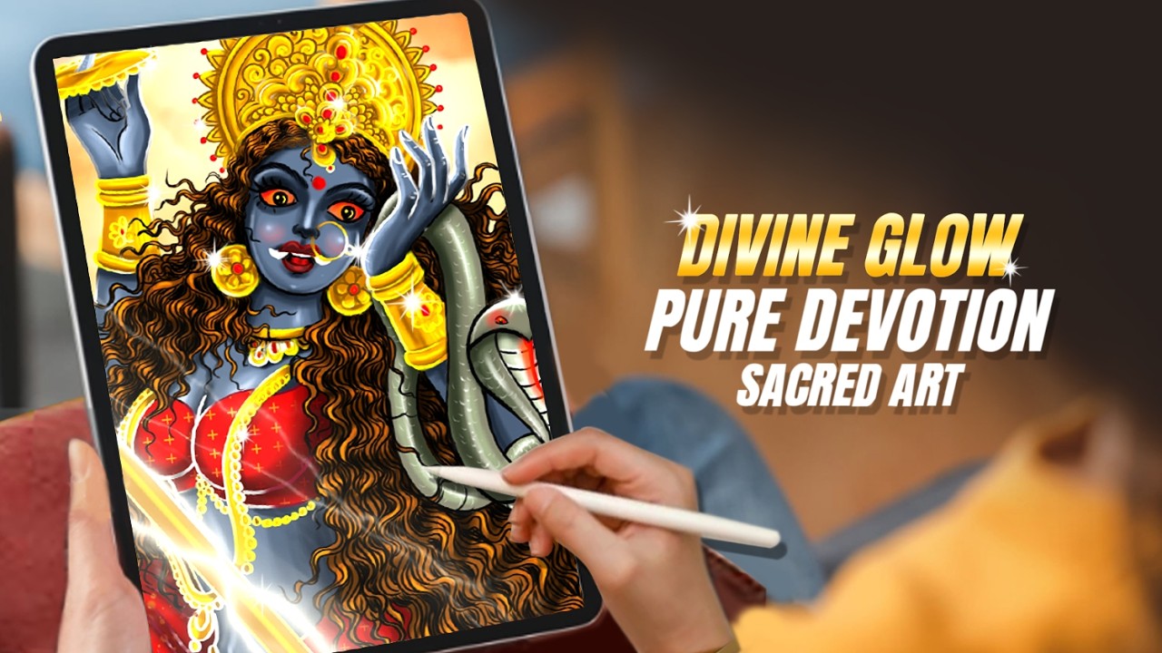 A Divine Glow: Drawing the Maa Durga with Redmi pad pro 5g