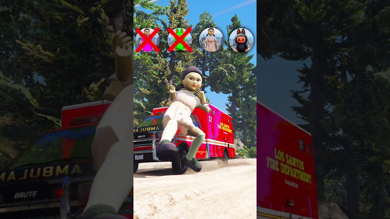 СКОРАЯ ПОМОЩЬ ЧЕЛЛЕНДЖ РАДУЖНЫЕ Лабубу Кукла Игра в Кальмара в ГТА 5 #gta5