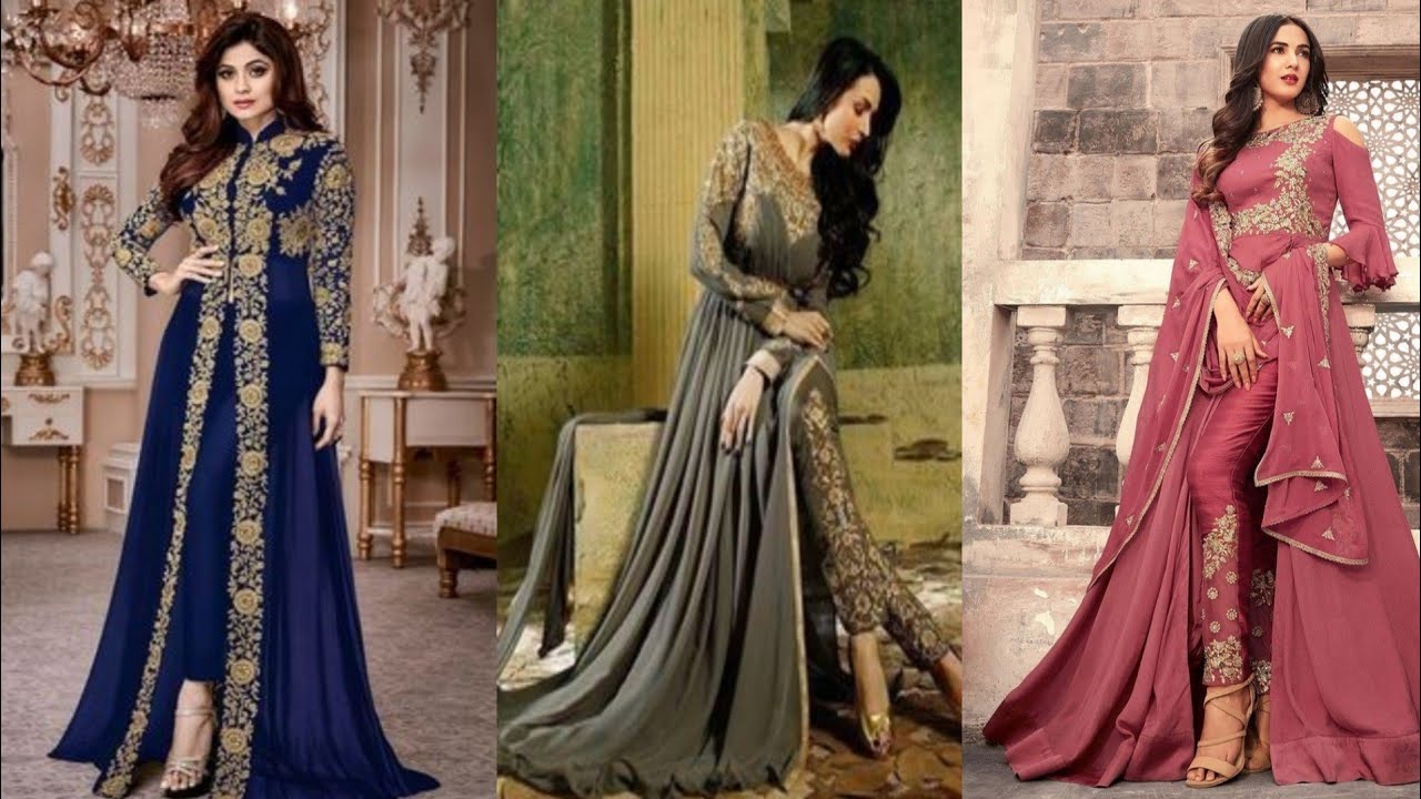 designer long frock side cut with trousers ||fancy dresses ||party wear dresses ||shahnaz gull home