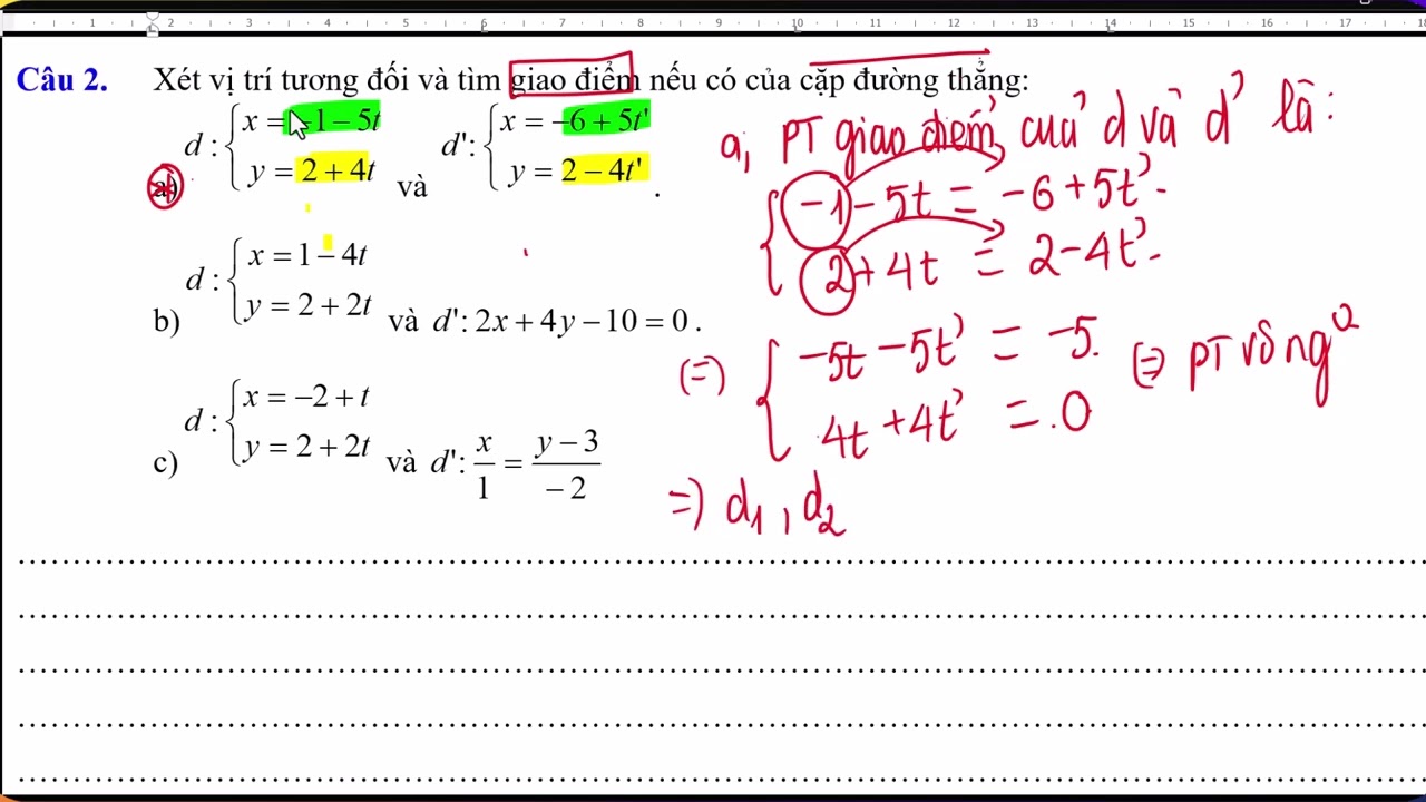 Toán 10 Chương 8 Bài 2 Phương trình đường thẳng (buổi 3)