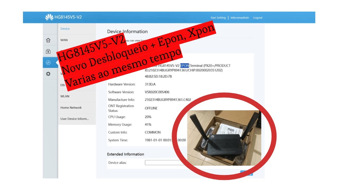 NOVO DESBLOQUEIO HG8145V5-V2, MODO DE DESBLOQUEIO EM LOTE + EPON