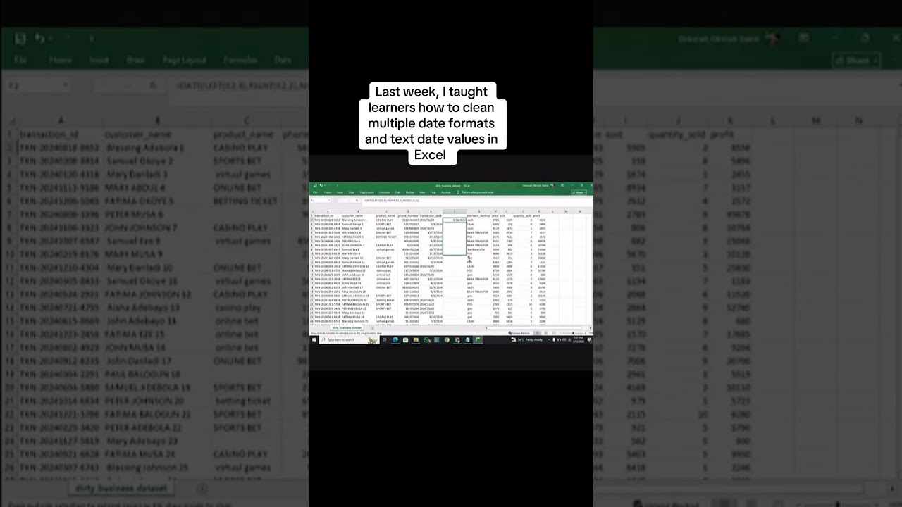 How to clean multiple date formats and text-date values in Excel. #dataanalytics #datawithdebby