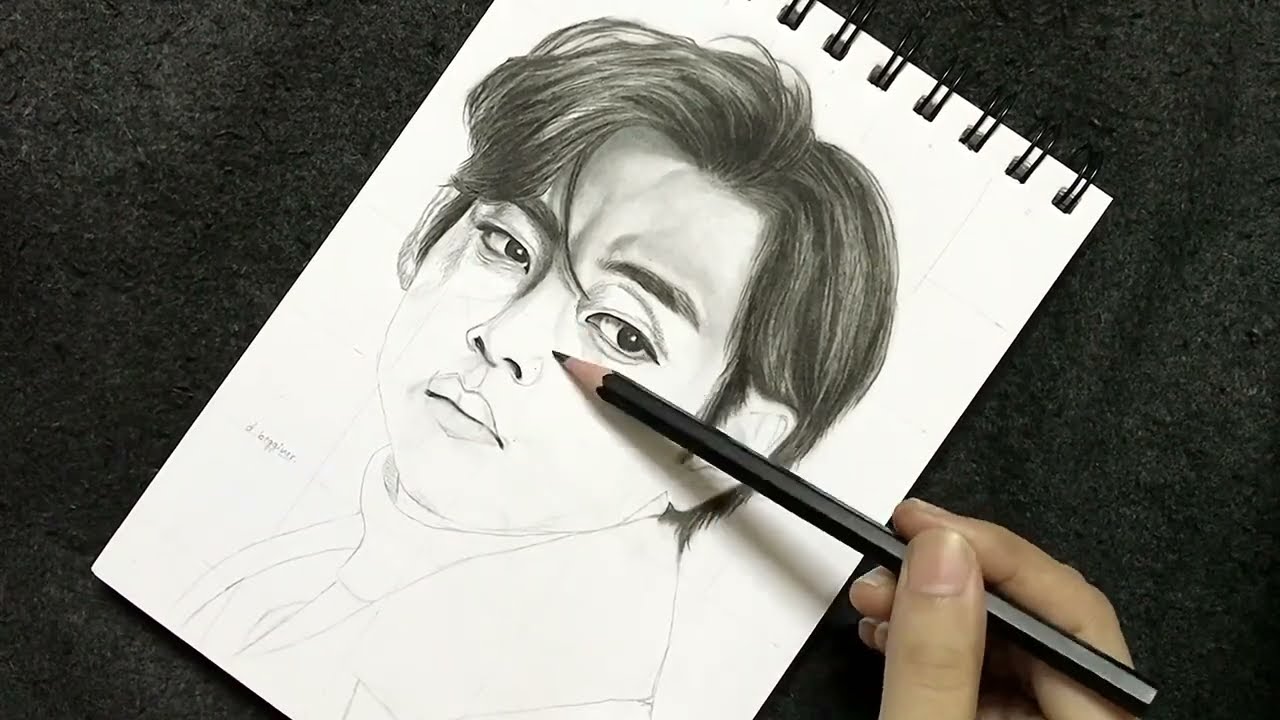 How to DRAW BTS V's FACE LIKE A PRO! PART - 3