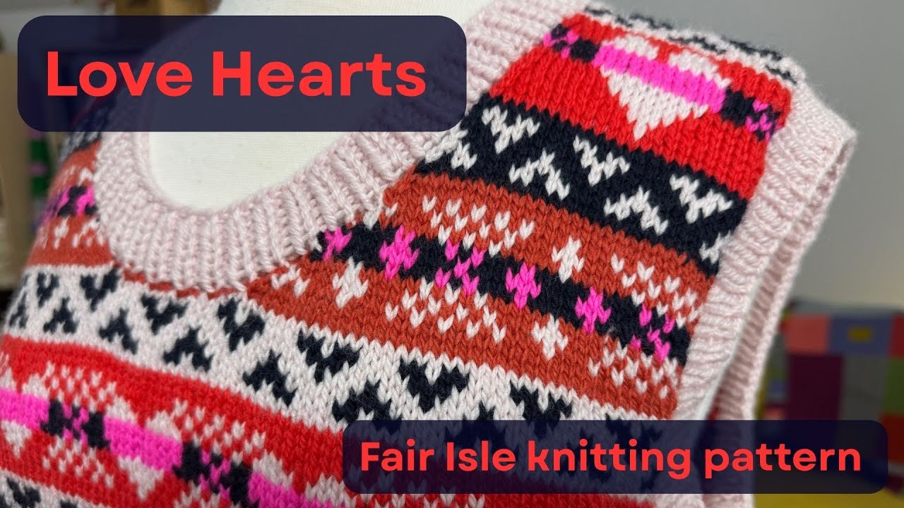 Узор для вязания «Любовные сердечки» в стиле Fair Isle.