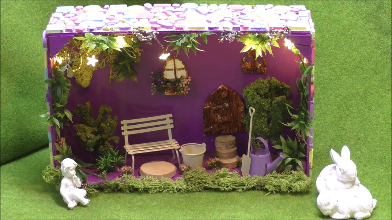Upcycling - Mandarinen Kiste wird zu Feen Garten Haus - Fairy Garden - Wichtelhaus - Nachtlicht