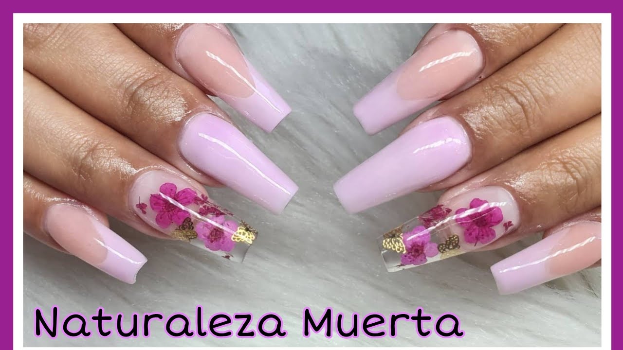 Como encapsular flores o naturaleza muerta en uñas acrílicas de una manera fácil ☝🌸