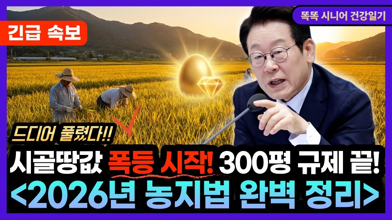 [속보] 시골 땅값 폭등 시작! 2026년부터 이 규제 싹 없어집니다, 300평 미만 무조건 확인 (농지법 대개정)