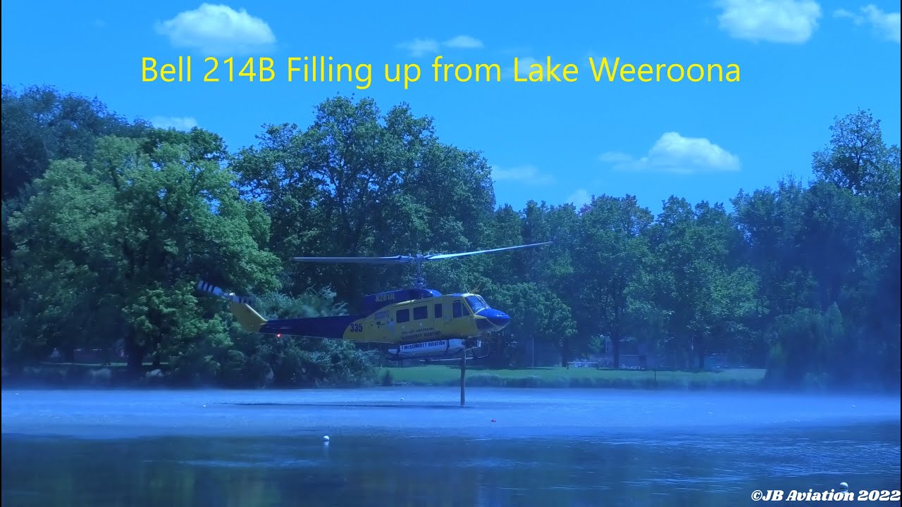 Bell 214B Helicopter McDermott Aviation Filling up from Lake Weeroona Bendigo