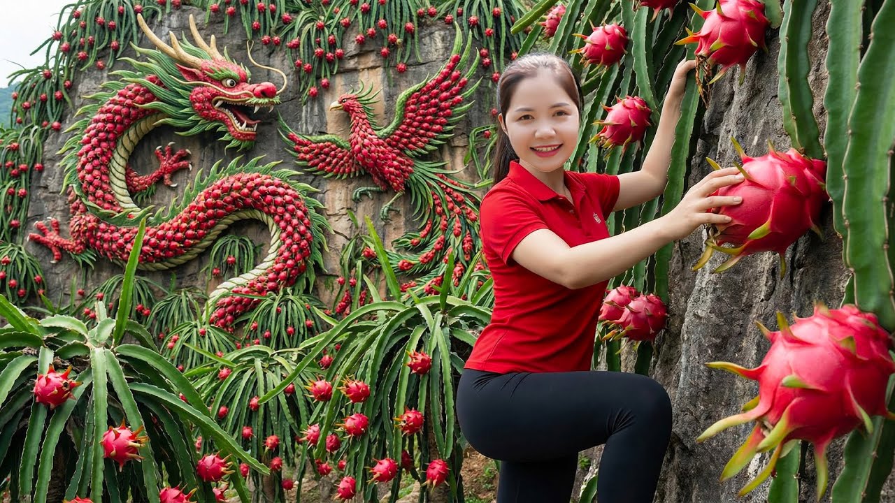 TIMELAPSE -- Harvesting 1000+ Dragon Fruits Go To Countryside Market Sell | Han Harvesting