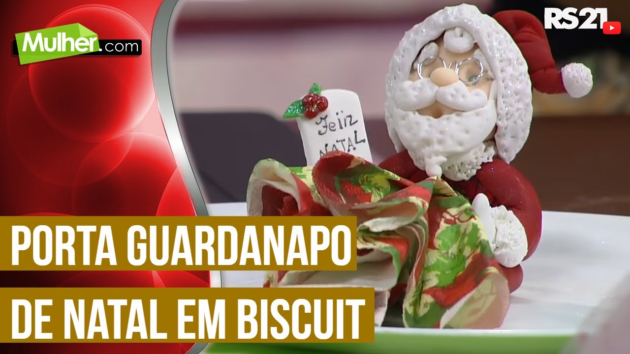 Mulher.com - 21/09/2016 - Porta guardanapo de natal em biscuit - Regina Nápoli PT2