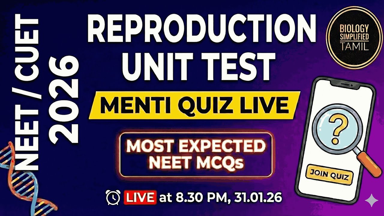 🔴 LIVE: Reproduction Unit Test | Menti Quiz | Most Expected NEET MCQs | NEET/CUET 2026