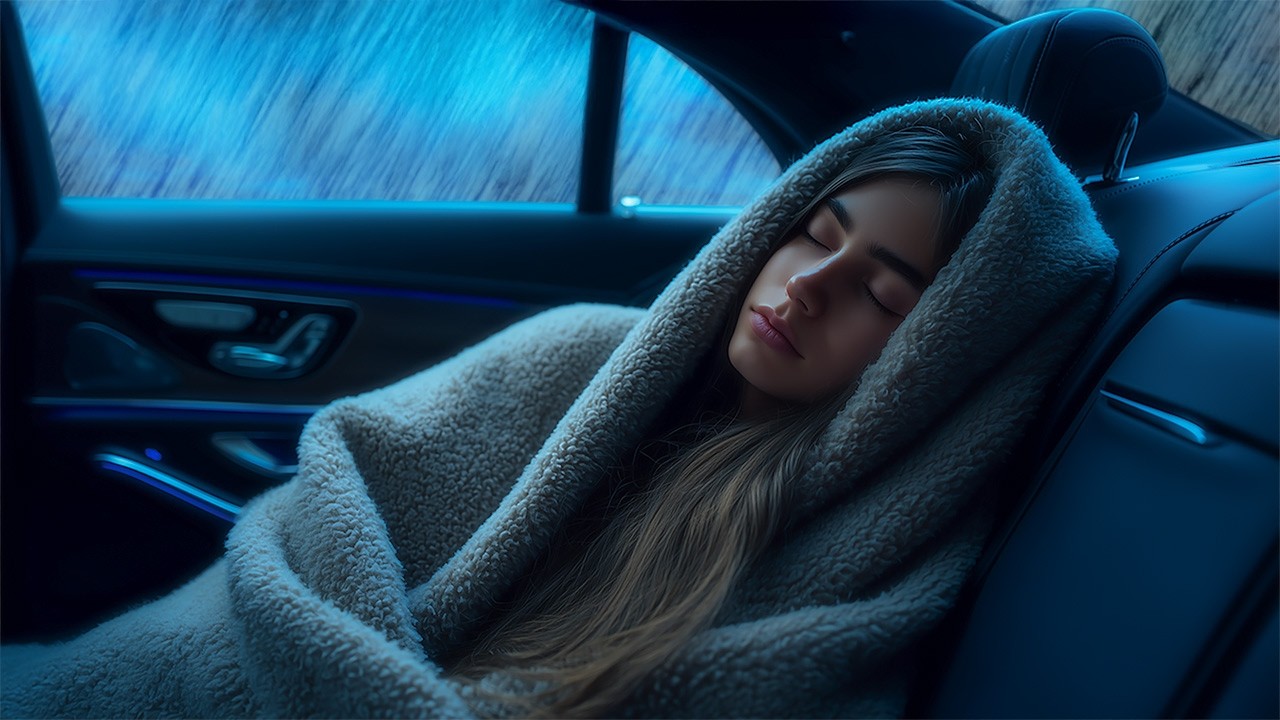 Nice Strong Thunderstorm and Heavy Rain Surrounding Car for Sleep Meditation, Relaxation