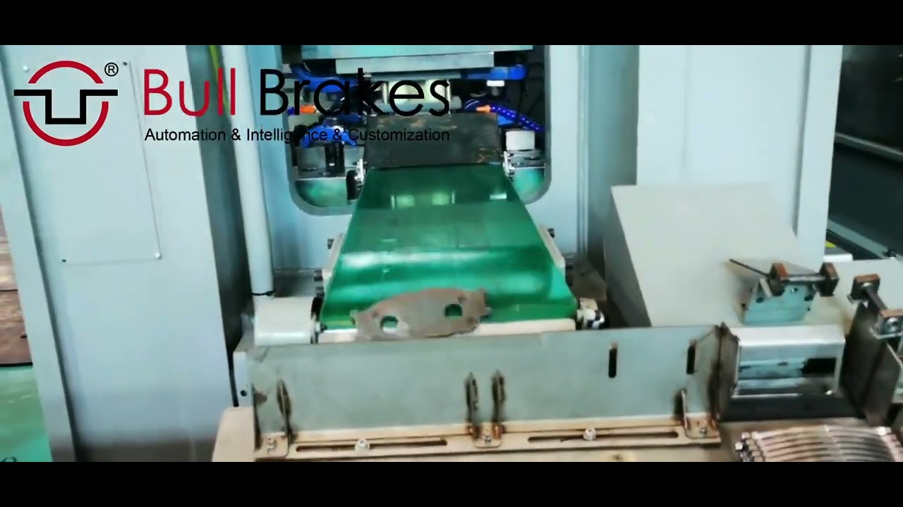 Brake Pads Backing plates production line comissioning and testing. All in one servo press system.