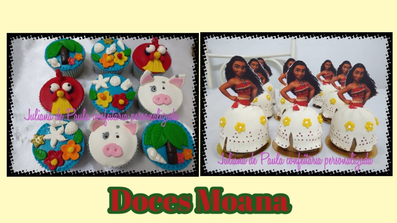 Personalizando maçã e cupcake no tema Moana na pasta de leite em pó