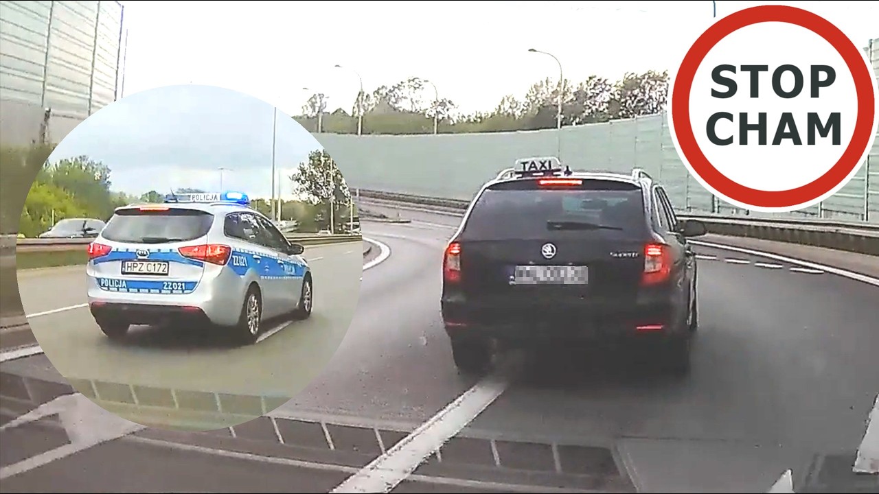 Kierowca taxi zajeżdża drogę i hamuje. Policja ruszyła w pościg #2245 Wasze Filmy