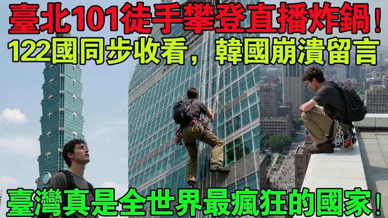 全球122國同步直播、2千萬人收看的台北101攀登畫面震撼韓國,「台灣真是太瘋狂了」