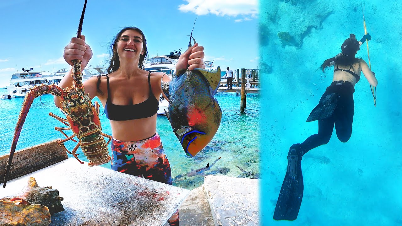 Giant Lobster Catch and Cook (Spearfishing Exuma, Bahamas)