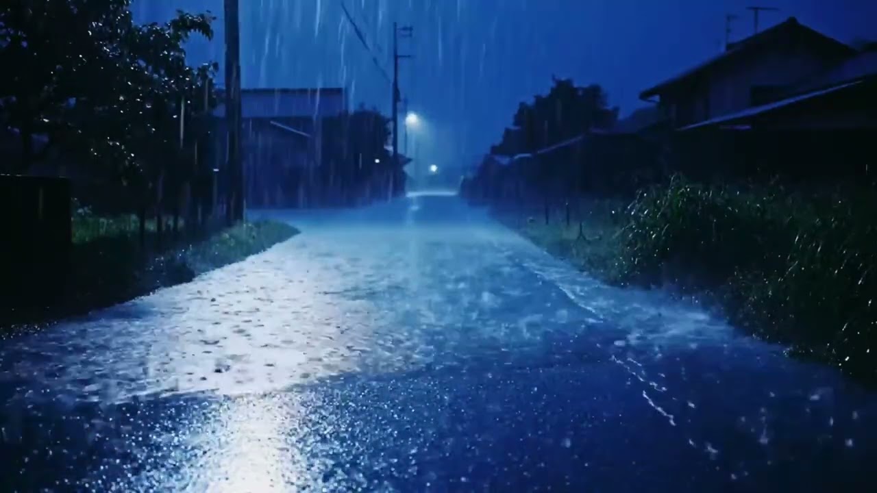 Peaceful Heavy Night Rain ASMR on Tin Roof, Dense Neighborhood Sounds to Sleep Better 253