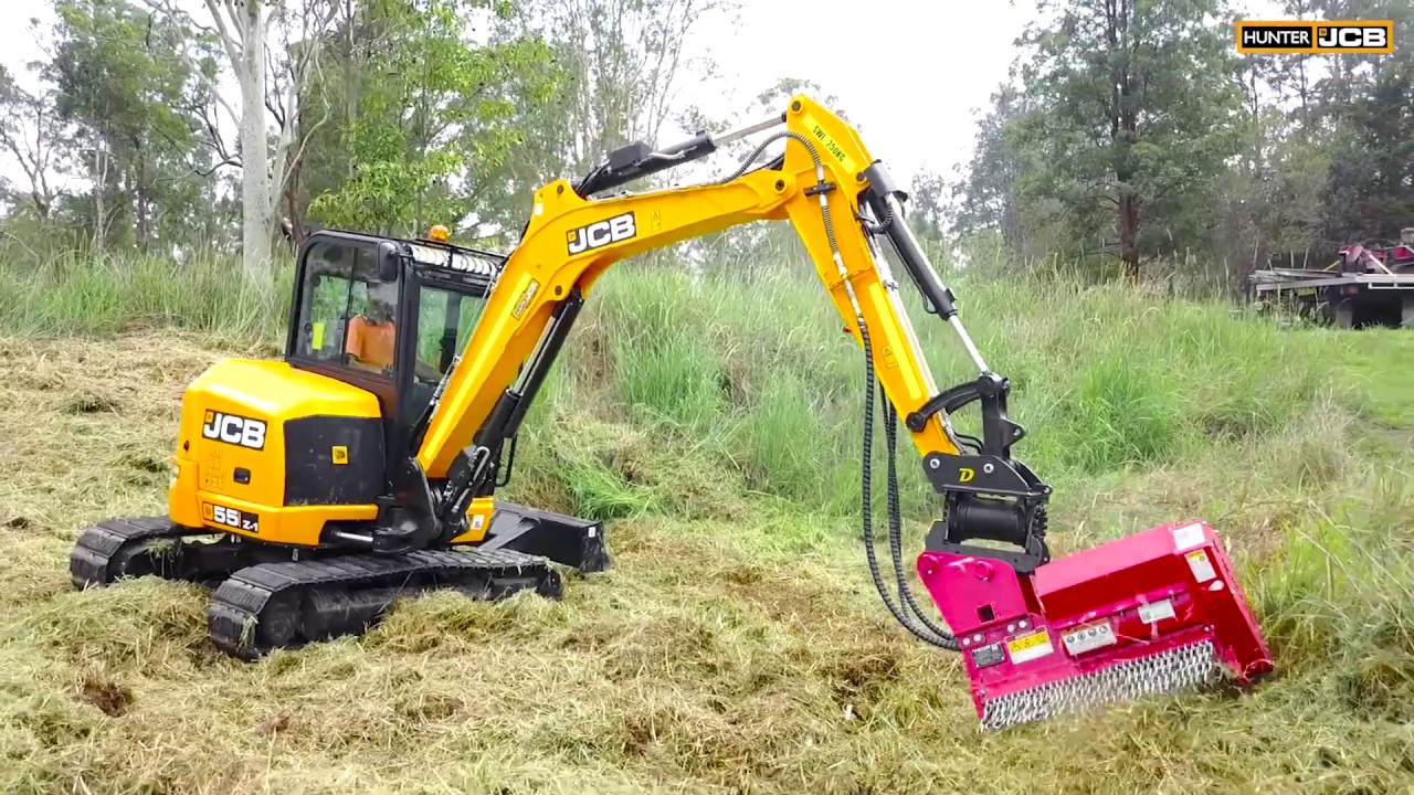 Hunter JCB - 55Z-1 Mini Excavator and Fecon FMX36 Mulcher, with Tree Solutions NSW
