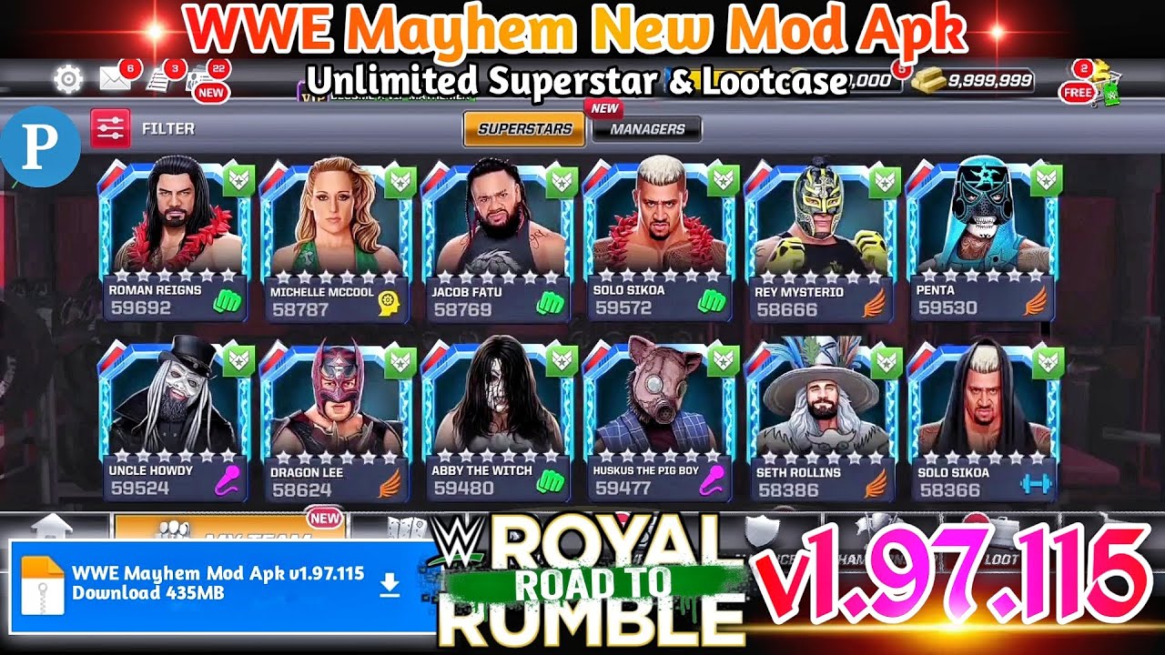 WWE Mayhem Mod Apk v1.97.115 | Unlimited 6Star Superstar Unlocked Mod | WWE Mayhem Hack v1.97.115