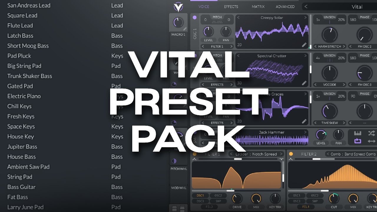FREE VITAL PRESET PACK 20+ PRESETS FOR VITAL VST | WEST COAST, TRAP, RNB, HIPHOP