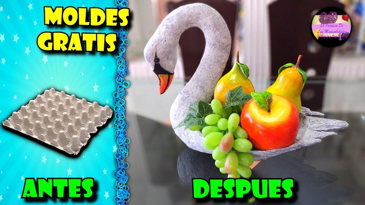 Con un simple cartón de huevo podrás hacer un frutero en forma de cisne (MOLDES GRATIS)