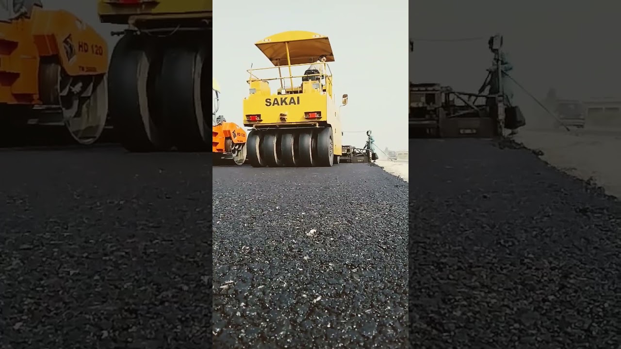 Asphalt base course of P T R compaction #civilengineering #viral #asphaltroads