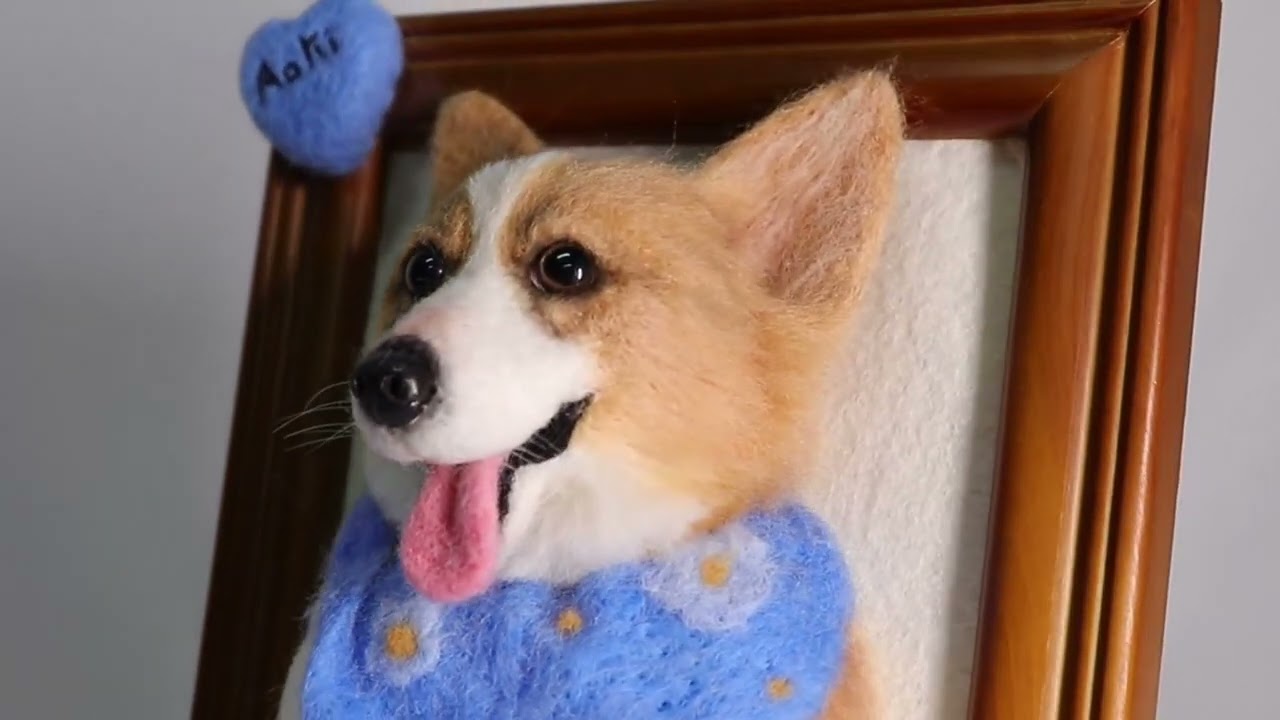 Handmade Needle Felted Corgi Portrait | Custom Pet Art