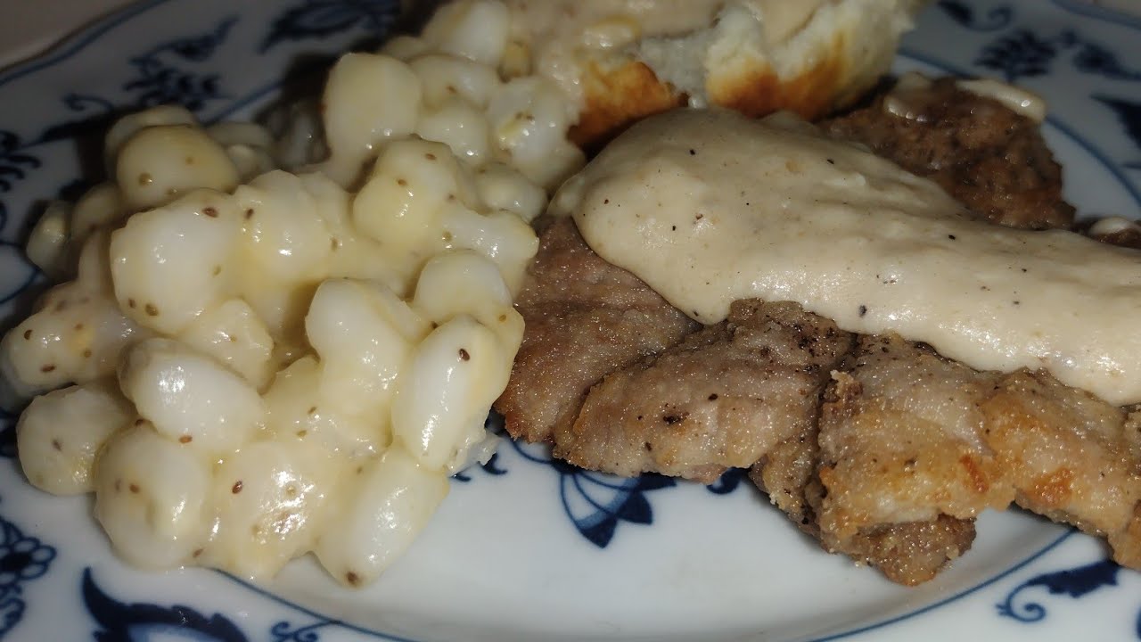 PORK CUTLET & CHEESY HOMINY