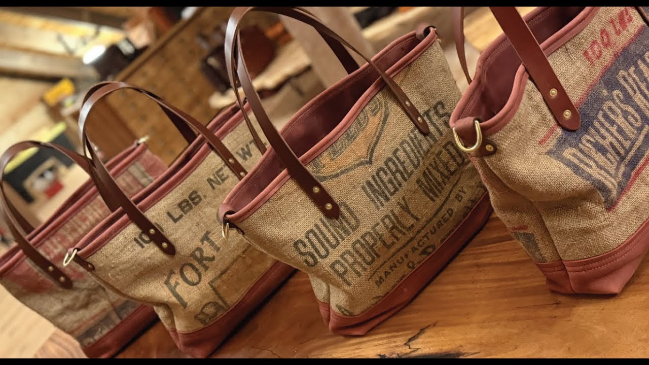 Leather Tote From Old Feed Bags