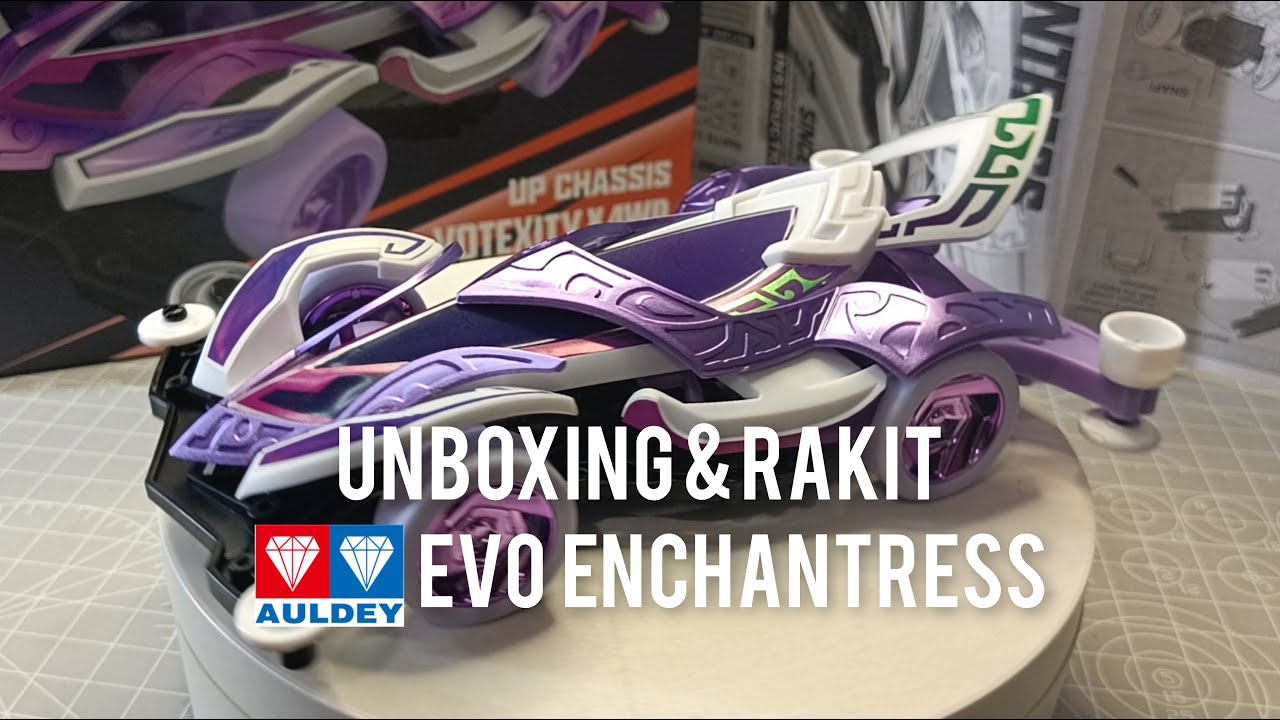 Unboxing dan Rakit AULDEY Mini-4WD Evo Enchantress Votexity Ultra Performance Athletic Chassis.