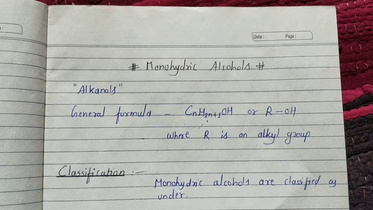 Lecture -2.1: Alcohols - Definition, Classification and Nomenclature By Miss. Sapna chouhan