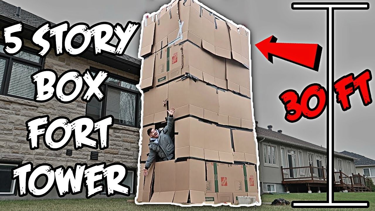 5 STORY BOX FORT MANSION CHALLENGE!! *30 FT HIGH*