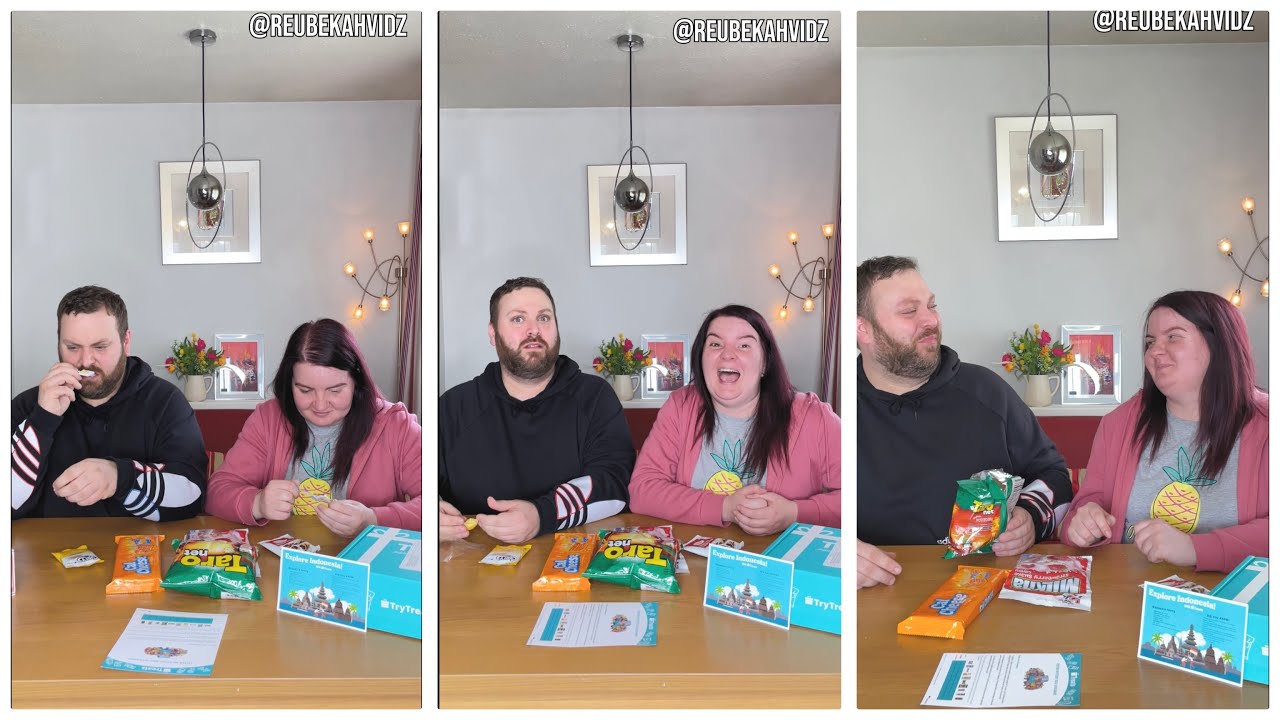 British couple try Indonesian snacks! - some of these were WEIRD! - Try Treats Box!