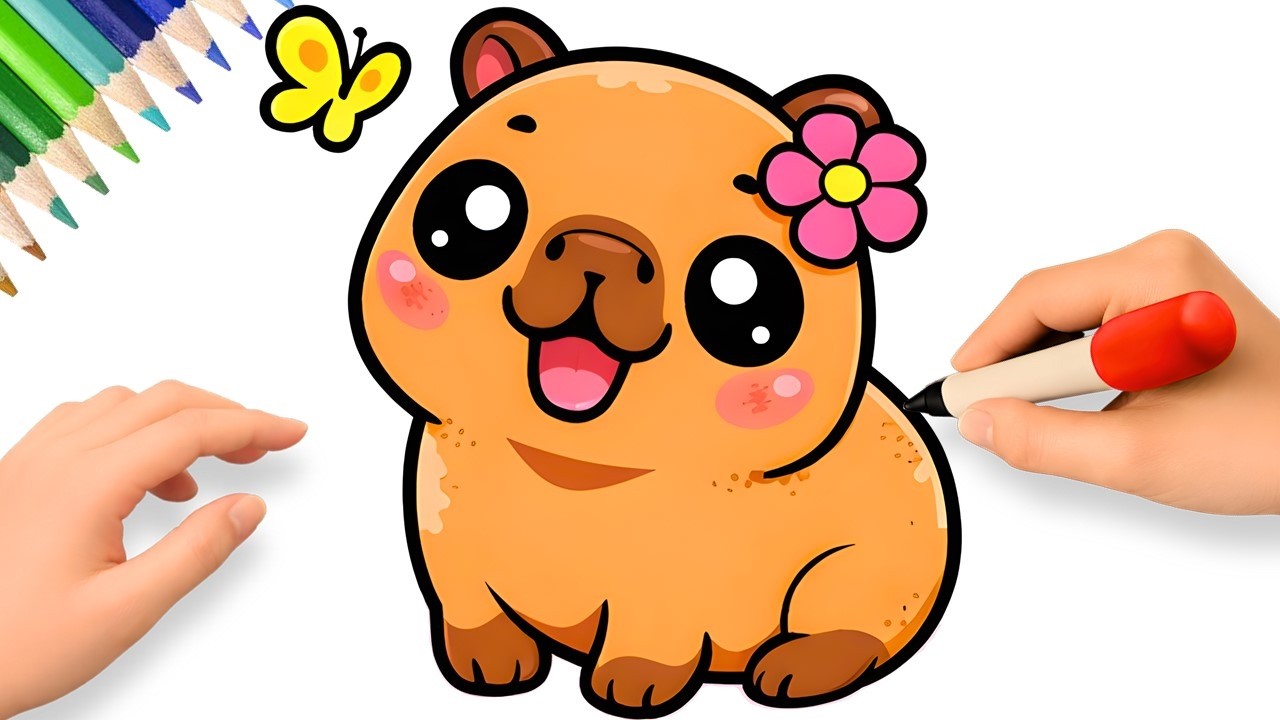 HOW TO DRAW A CUTE CAPYBARA EASY 💗