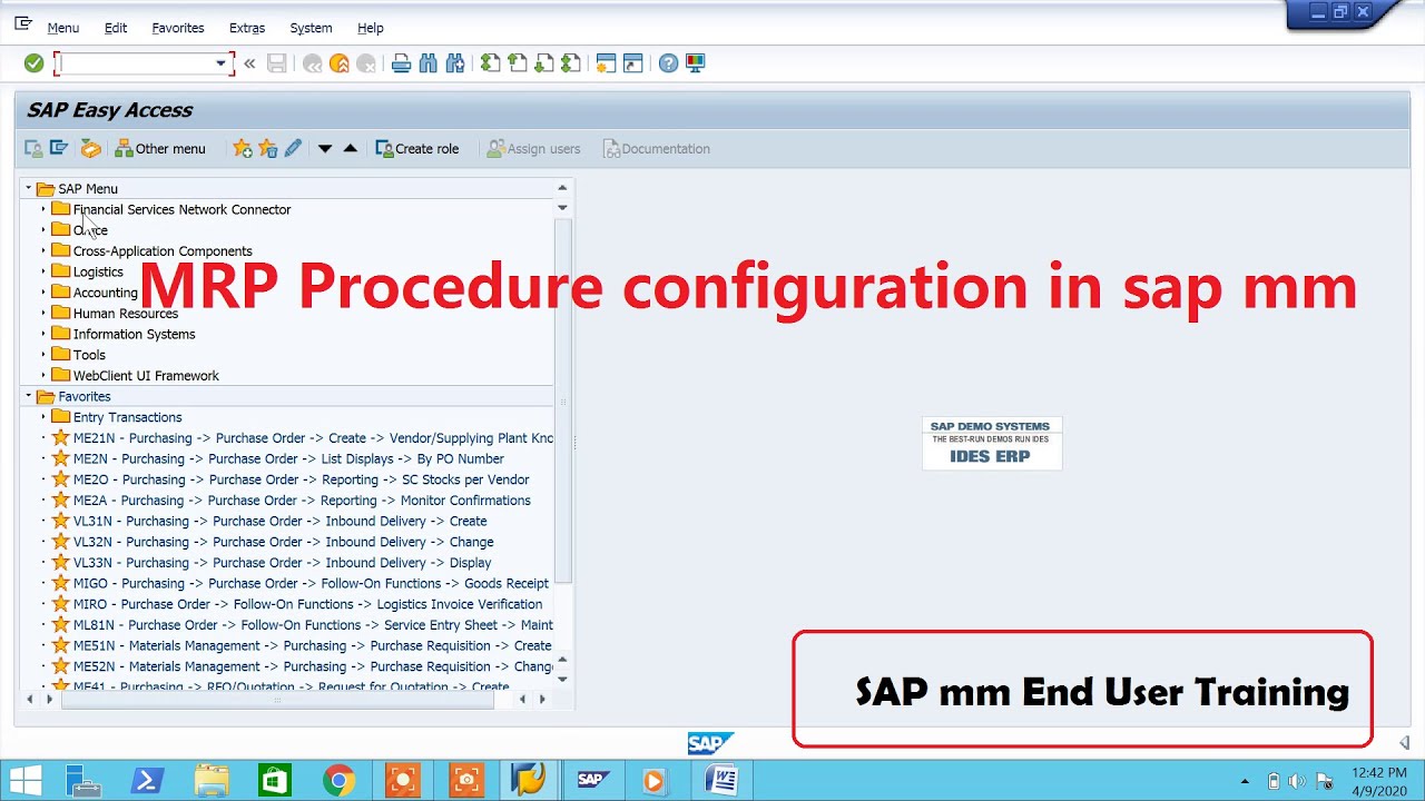 MRP Procedure configuration in sap mm