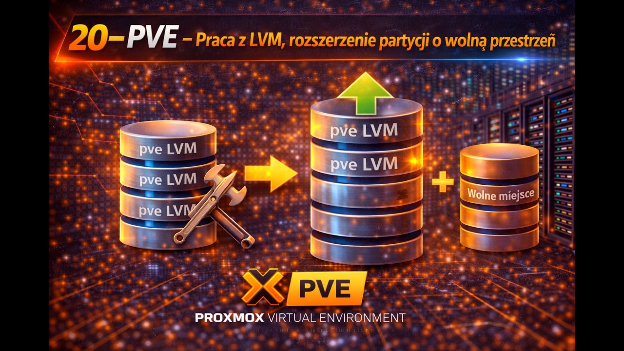 Proxmox M01 20 Proxmox Virtual Environment praca z lvm rozszerzanie o wolną przestrzeń