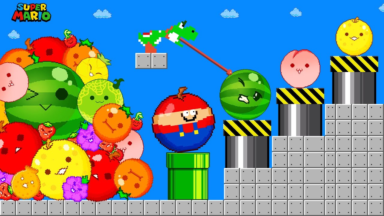 Super Mario but Mario vs the Watermelon Game (SUIKA) | GM Animation