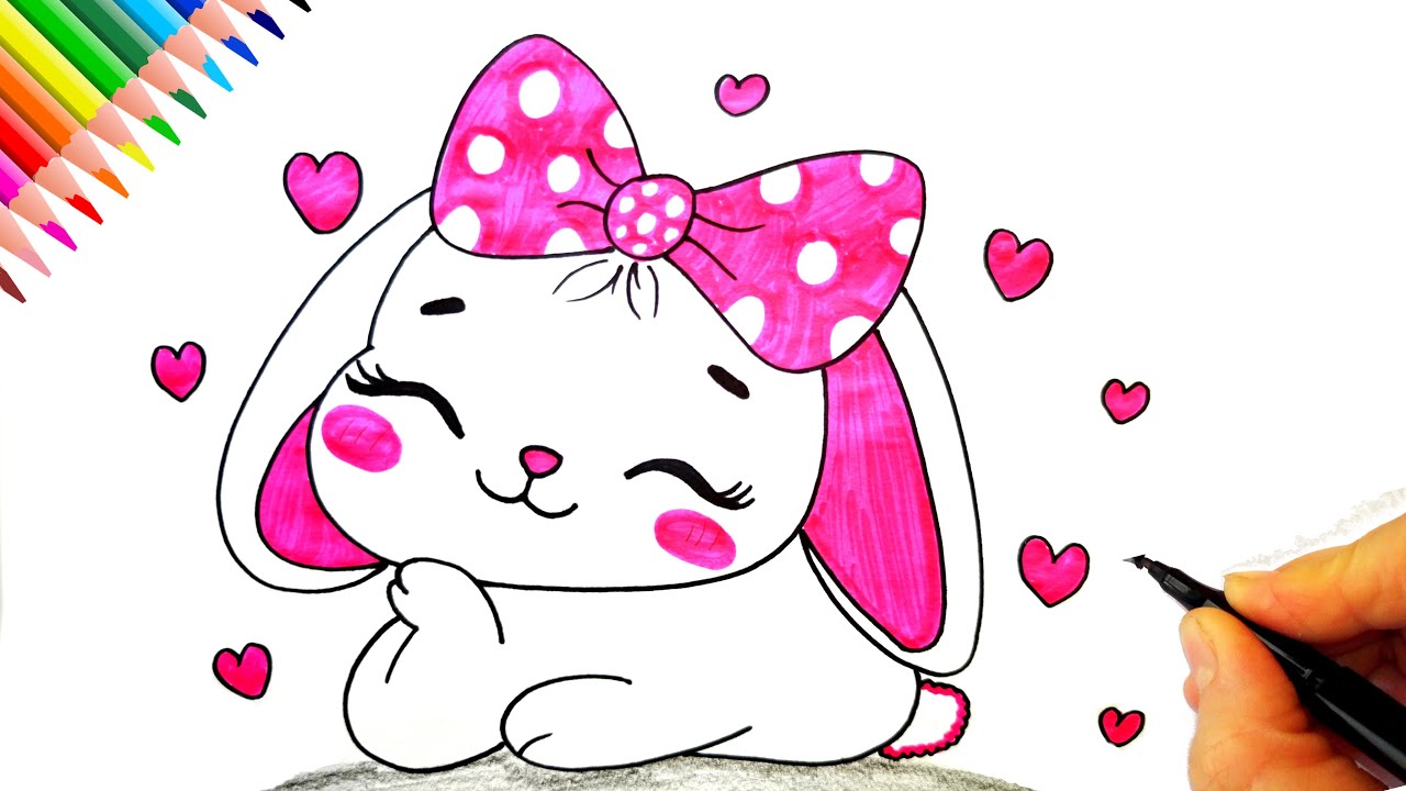 Sevimli Tavşan Çizimi - Kolay Çizimler- Kolay Tavşan Çizimi - Drawing Bunny Easy - Rabbit Drawing