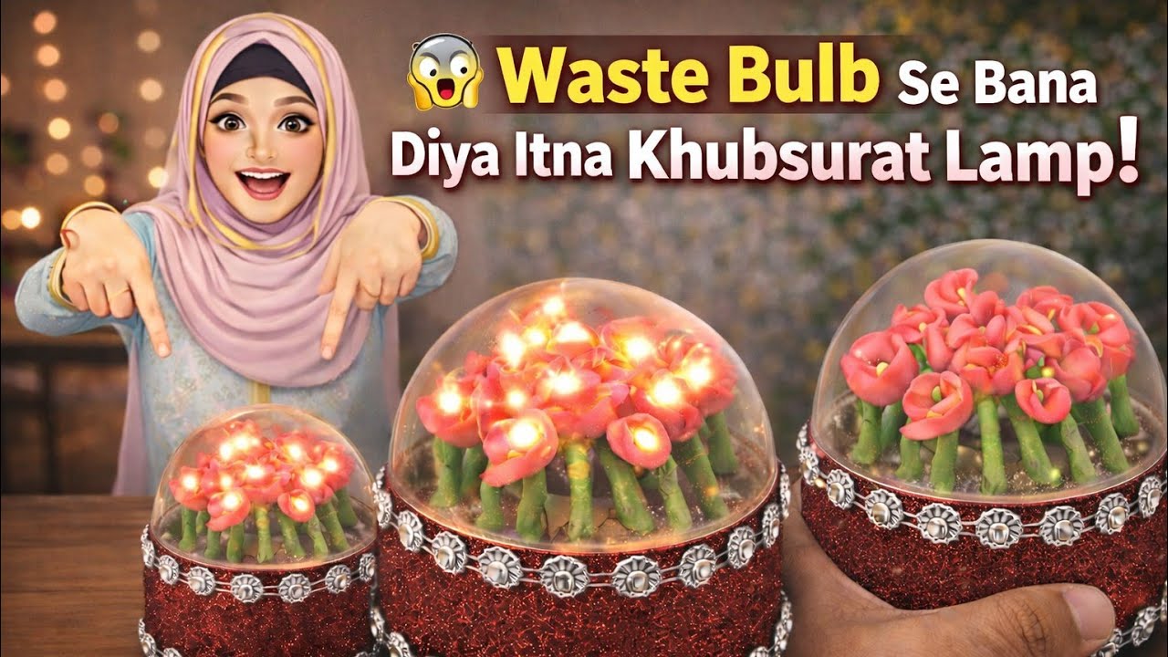 Waste Bulb Se Bana Itna Khubsurat Fairy  Flower Lamp 😱#yt #video  | Best Out of Waste DIY Lamp
