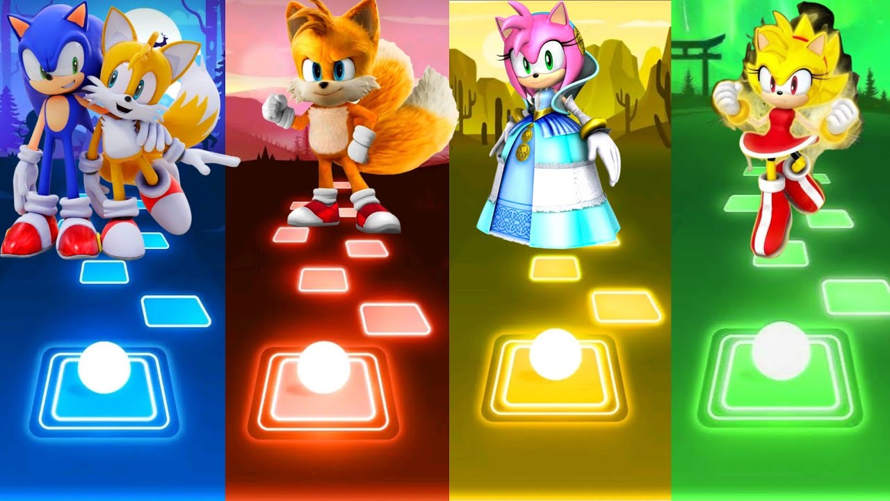 Sonic Tails Vs Tails Hedgehog Vs Amy Vs Super Amy Tiles Hop EDM Rush