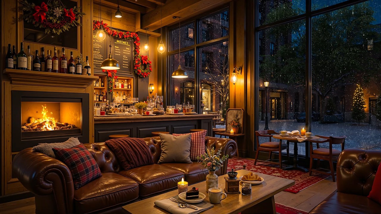 Romantic Valentine Jazz - Cozy Coffee Shop Ambience with Soft Jazz Instrumental & Rain Sounds